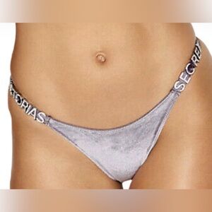 VICTORIA'S SECRET Very Sexy 3D Crystal Logo Shine Brazilian Panty Gray Velvet